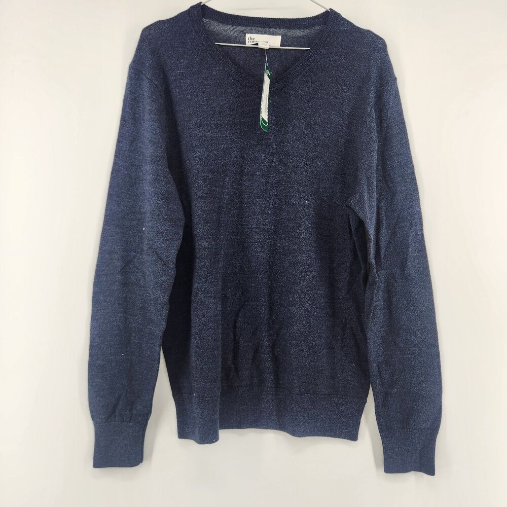 The Commons Men's Small Navy Blue Dorian Merino Wool V Neck Sweater NWT‎